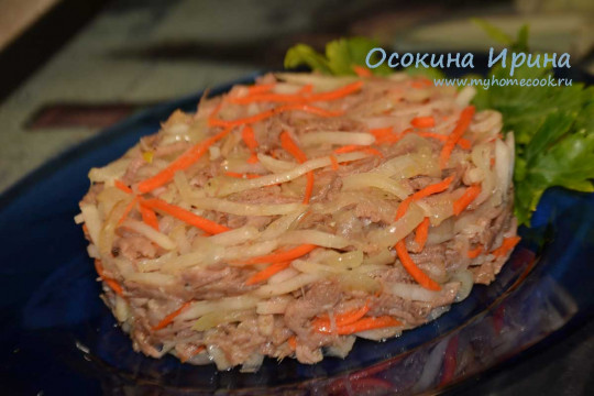 Салат с мясом и дайконом