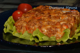 Запеканка с фаршем, пшеном и сыром