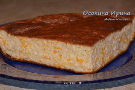 Творожная запеканка с яблоком и морковкой